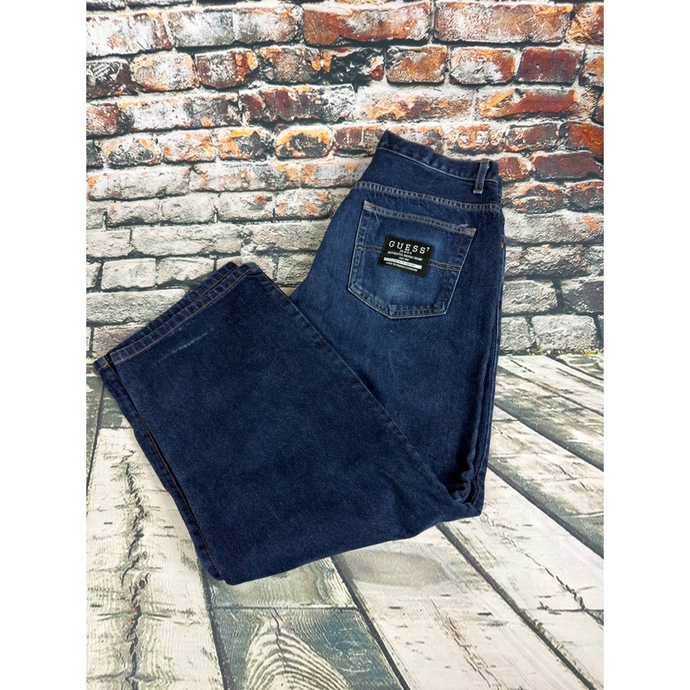 Vintage Guess Jeans Urban Fit Dark Wash Wide Leg Denim Made in USA Mens 34x30